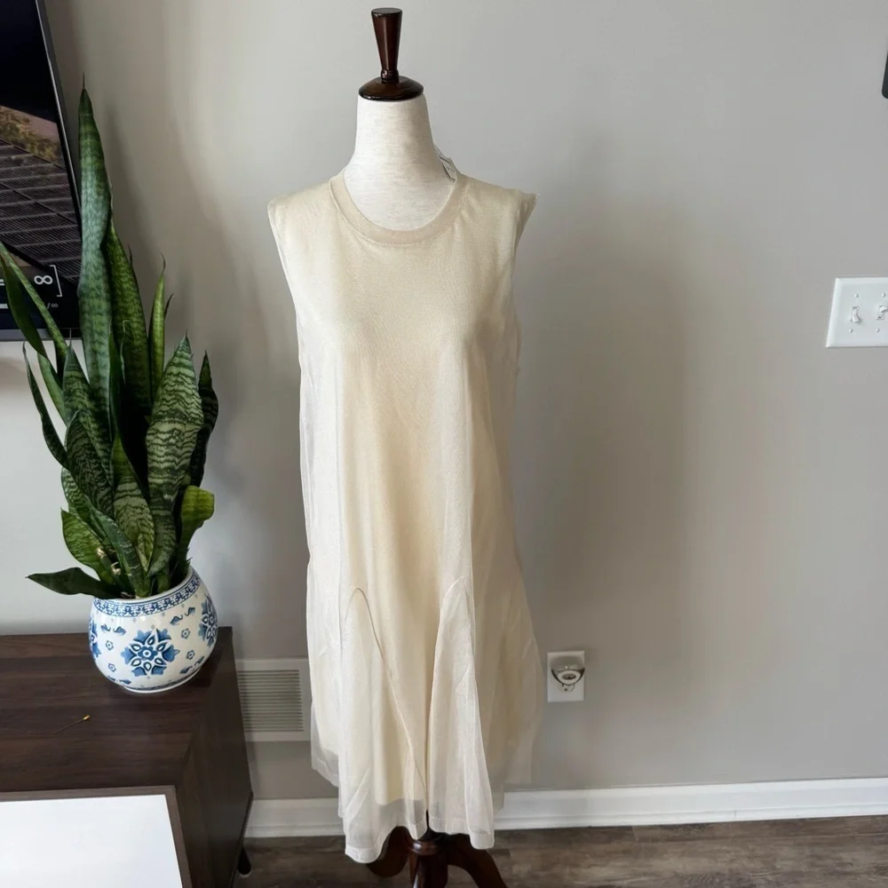 NWT! J. Crew Collection Shiny layered slip sweater-dress - Cream Sleeveless